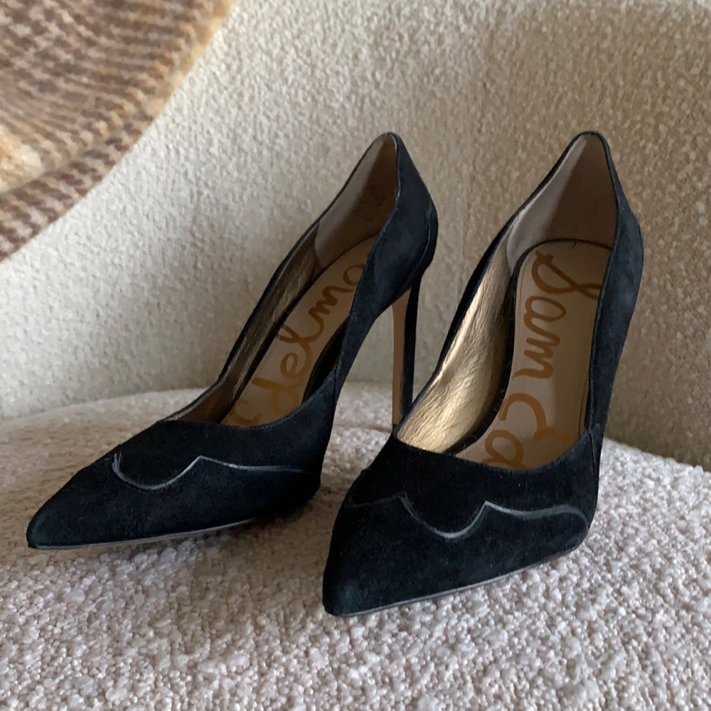 Black suede circus heels